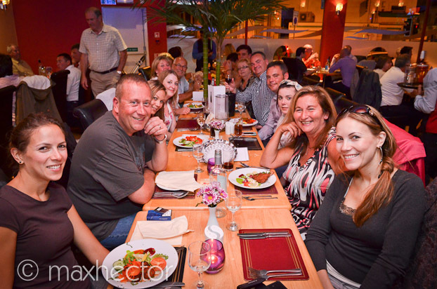 The family and friends group shot at a curry restaurant.